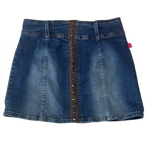 Hot Kiss Y2K Denim Mini skirt, Jean Skirt, front hook n eyes, 3